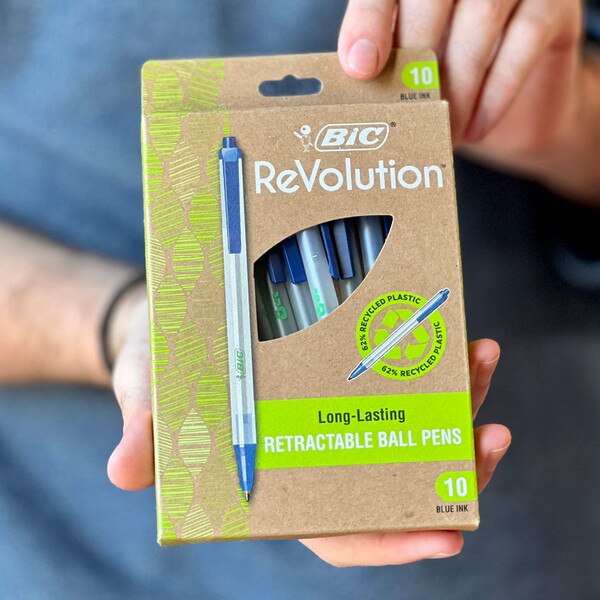 BIC ECOlutions Clic Stic Retractable Ball Pens Medium Blue 10 Count